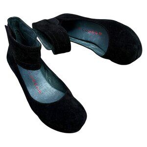 Sacha London Vera Black Suede Ankle Wrap Platform Heels